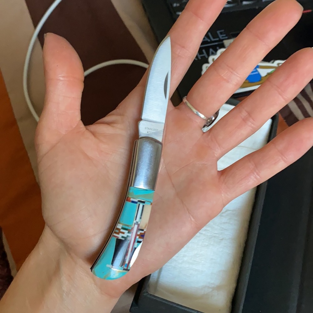 Southwestern Native Zuni Stone Inlay Pocket Tool